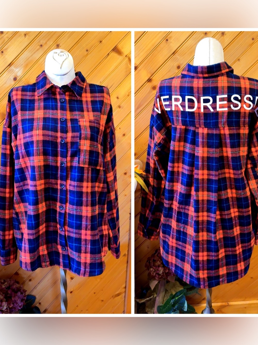 Fashion Nova Overdressed Plaid Oversized Flannel Shirt